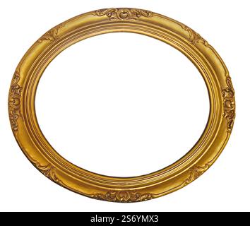 vintage oval gold frame isolated on white with clipping path Stock Photo