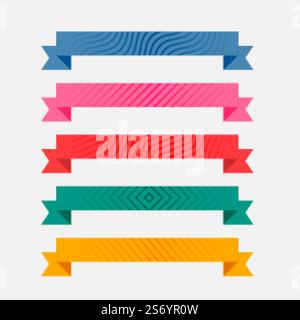 colorful patterned ribbons set of five Stock Vector
