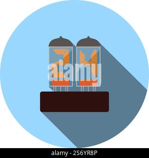Electric Numeral Lamp Icon. Flat Circle Stencil Design With Long Shadow. Vector Illustration. Stock Vector