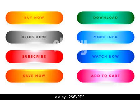 shiny glossy web buttons pack for different uses Stock Vector