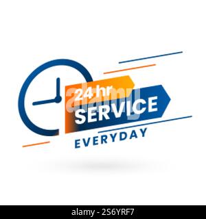 everyday 24 hours service banner concept design Stock Vector