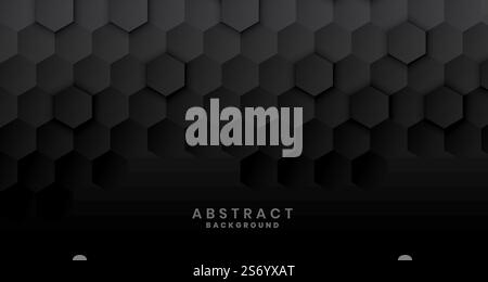 dark black hexagonal background concept design Stock Vector