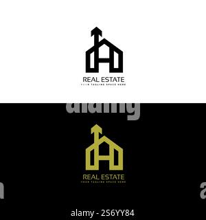 clean house logo concept design with arrow symbol Stock Vector