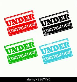 under construction sign vector in four colors Stock Vector