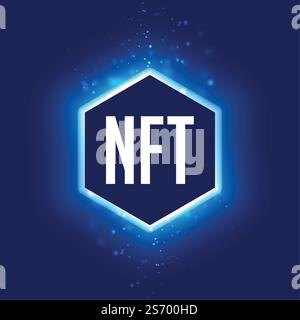 NFT non fungible token concept with neon light effect Stock Vector