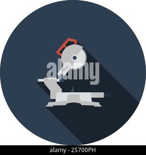 Circular End Saw Icon. Flat Circle Stencil Design With Long Shadow. Vector Illustration. Stock Vector