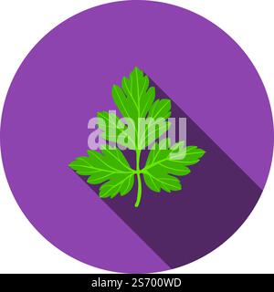 Parsley Icon. Flat Circle Stencil Design With Long Shadow. Vector Illustration. Stock Vector