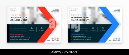 professional business brochure in red and blue colors Stock Vector