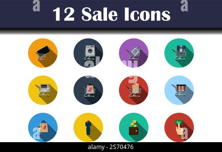 Sale Icon Set. Flat Design With Long Shadow. Vector illustration. Stock Vector