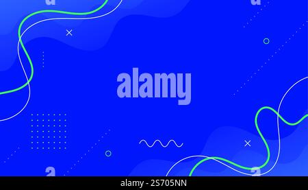 fluid style blue memphis background with curvy line shapes Stock Vector