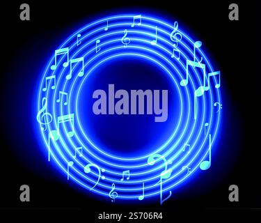neon musical notes frame with text space Stock Vector