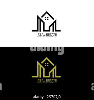 mono line house logo design for real estate company Stock Vector