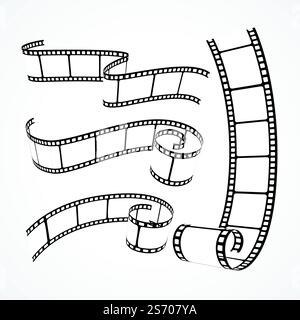 collection of 3d film strips on white background Stock Vector