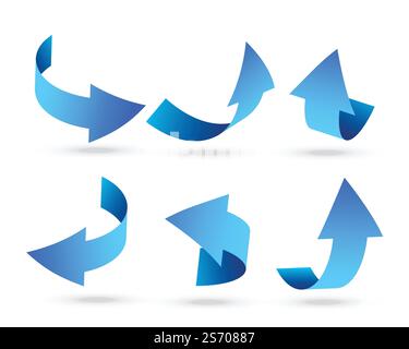 3d blue arrows set in different angles Stock Vector