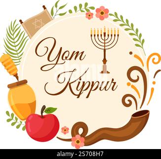 Yom Kippur Day Celebration Background Template Hand Drawn Cartoon Flat ...