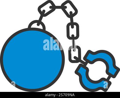 Fetter With Ball Icon. Editable Bold Outline With Color Fill Design. Vector Illustration. Stock Vector