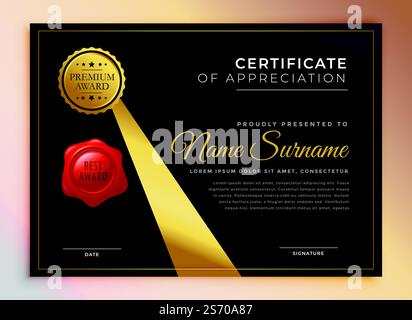 black and gold premium multipurpose certificate template Stock Vector