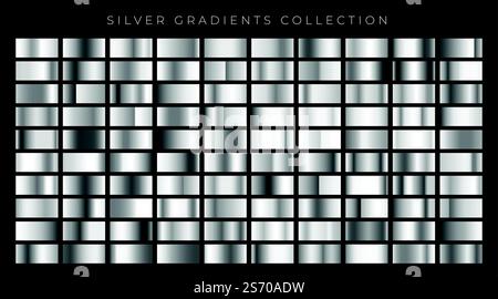 big set of silver or platinum gradients Stock Vector