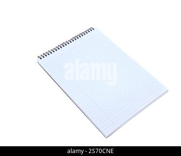 Blank lined notebook with a spiral binding, empty pages ready for use. Stock Photo