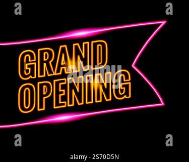 neon style grand opening banner design background Stock Vector