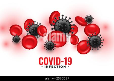 covid-19 infection background with blood platelets and virus cells Stock Vector