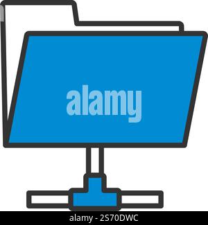 Shared Folder Icon. Editable Bold Outline With Color Fill Design. Vector Illustration. Stock Vector