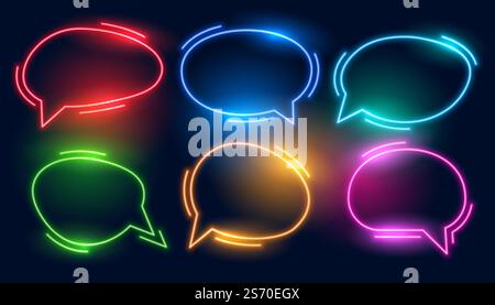 set of colorful chat bubbles in neon styles Stock Vector
