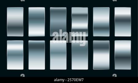 shiny steel or silver gradients set in matte finish Stock Vector