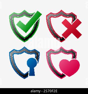 set of security icon shield set Stock Vector