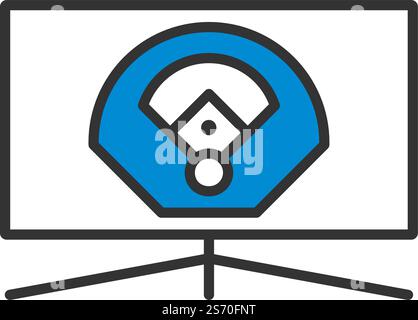Baseball Tv Translation Icon. Editable Bold Outline With Color Fill Design. Vector Illustration. Stock Vector