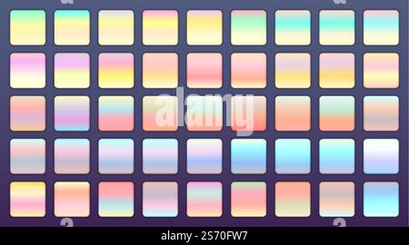 holographic or pastel color gradients big set Stock Vector
