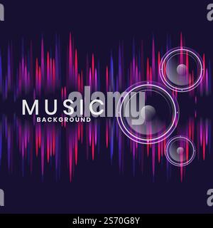 music speakers background in neon style design Stock Vector