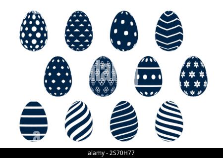 collection of sixteen patterned easter eggs designs Stock Vector