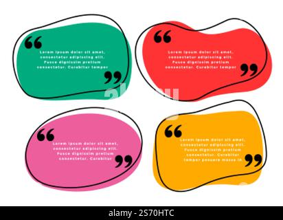 curve shape quotes template in four colors Stock Vector