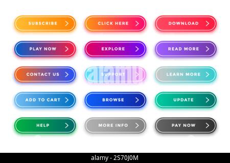 colorful web buttons pack for different purposes Stock Vector