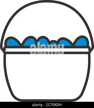 Easter Basket With Eggs Icon. Editable Bold Outline With Color Fill Design. Vector Illustration. Stock Vector