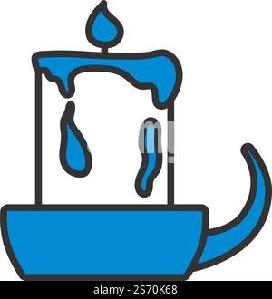 Candle In Candlestick Icon. Editable Bold Outline With Color Fill Design. Vector Illustration. Stock Vector