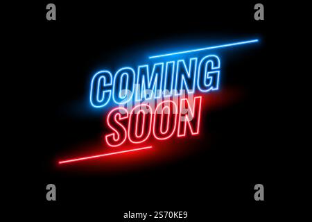 neon style coming soon glowing background design Stock Vector