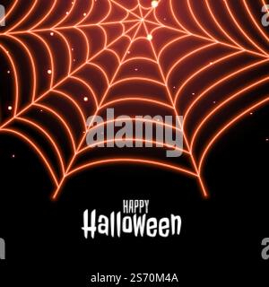 spider cobweb in neon style happy halloween background Stock Vector