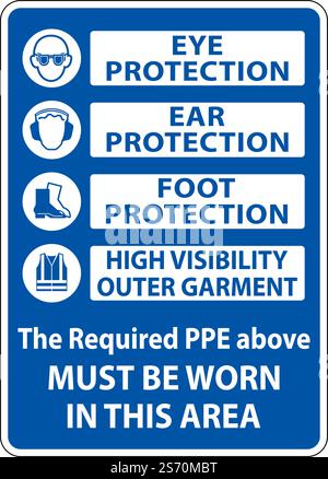 PPE Must Be Worn In This Area Sign Stock Vector