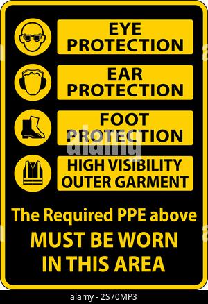 PPE Must Be Worn In This Area Sign Stock Vector