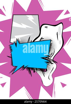 Cartoon blue, pink and white colored background, comic book vibrant backdrop. Retro vector comics pop art design. Stock Vector
