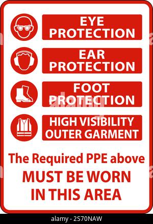 PPE Must Be Worn In This Area Sign Stock Vector