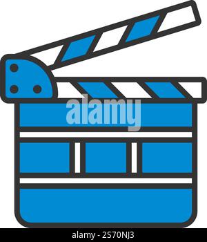 Movie Clap Board Icon. Editable Bold Outline With Color Fill Design. Vector Illustration. Stock Vector