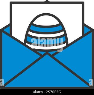 Envelop With Easter Egg Icon. Editable Bold Outline With Color Fill Design. Vector Illustration. Stock Vector