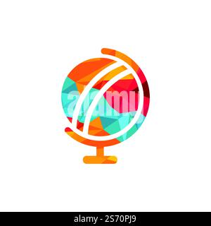 Cricket ball as a globe vector logo design. Stock Vector
