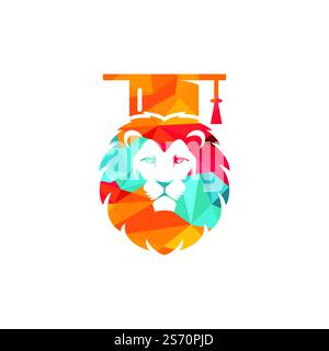 Lion Student vector logo design. Lion academy logo concept. Stock Vector