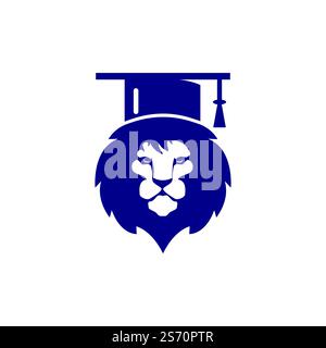 Lion Student vector logo design. Lion academy logo concept. Stock Vector
