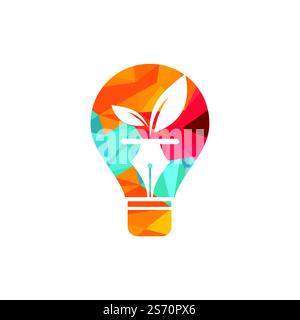 Leaf and pen logo design. Education and writer community Logo. Bulb with leaf and nab icon design. Stock Vector