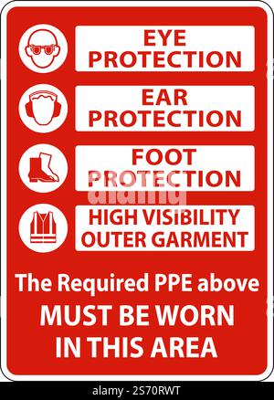 PPE Must Be Worn In This Area Sign Stock Vector